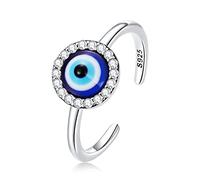 NewL Evil Eye Ring 925 silver sterling Blue Devil Open Rings Adjustable Ring for Lady's finger Ring