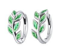 NewL Fun Growing Earring Sterling Silver Spring Plants Green Leaf Round Hoop Stud Earrings For Women Party Jewelry Gif