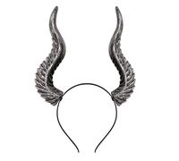 NewL Gothic Halloween Cosplay Hair Accessories Realistic Black Red Long Devil's Horn Headband Carnival Party Bandana (Silver Devil Horn)