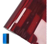 NewL High Gloss Laser Rainbow Red Carbon Fiber Vinyl Film Sticker DIY Self Adhesive Decals Car Wrap Film Covers Accessories Wrap Foil Sticker (50cm x 150cm)