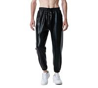 NewL Mens Gold Metallic Shiny Rave Night Club Pants Comfort Sweatpants | Shiny metallic jogger sweatpants, stretch relaxed fit, men hip hop streetwear for nightclub prom festival party wear
