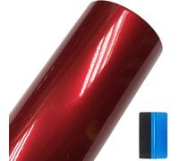 NewL Premium Candy Gloss Metallic Vinyl Wrap Film Self-Adhesive DIY Car Sticker With Air-Release Technology for Car Interior & Exterior Decoration (Red, 30cm x 150cm)