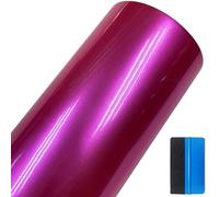 NewL Premium Candy Gloss Metallic Vinyl Wrap Film Self-Adhesive DIY Car Sticker With Air-Release Technology for Car Interior & Exterior Decoration (Rose Red, 50cm x 150cm)