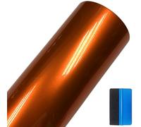 NewL Premium Candy Gloss Metallic Vinyl Wrap Film Self-Adhesive DIY Car Sticker With Air-Release Technology for Car Interior & Exterior Decoration (Orange, 30cm x 300cm)
