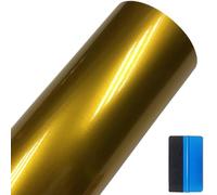 NewL Premium Candy Gloss Metallic Vinyl Wrap Film Self-Adhesive DIY Car Sticker With Air-Release Technology for Car Interior & Exterior Decoration (Gold, 30cm x 300cm)