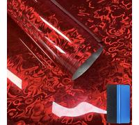 NewL Premium Gloss Ghost Textured Vinyl Wrap Film High Gloss Forged Carbon Fiber Auto Stickers Decals Self Adhesive for Vehicle Motorcycle Vinyl Wrap Car Film (Red, 30cm x 150cm)