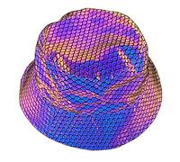 NewL Rainbow Reflective Fisherman's Hat Fluorescent Rave Hat Glow in The Dark for Men and Women (Scales Reflective)