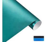 NewL Satin Brushed stainless steel Metallic Vinyl Wrap Film Matte Chrome Car Wrapping Foil Sticker Sheet For Car Laptop Furniture (Lake Blue, 50cm x 150cm)