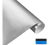 NewL Satin Brushed Stainless Steel Metallic Vinyl Wrap Film Matte Chrome Car Wrapping Foil Sticker Sheet for Car Laptop Furniture (Silver, 150cm x 300cm)