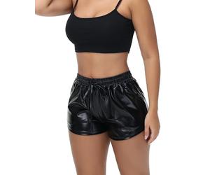 NewL Shiny Metallic Sexy Shorts Women High Waist Reflective Pants | Sparkly reflective metallic shorts, stretchy and breathable, comfy women bottoms for rave, nightclub, festival costume wear