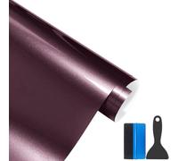 NewL Ultra Gloss Metallic Paint Car Self-Adhesive Wrap Vinyl Film Bubble Free Exterior Auto Accessories (Super Metal Black Deep Red, 50cm x 150cm)