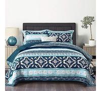 NEWLAKE Cotton Bedspread Quilt Sets-Reversible Patchwork Coverlet Set, Boho Chic Pattern,Twin Size