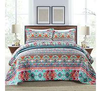 NEWLAKE Cotton Bedspread Sets Reversible Patchwork Bedding Set Unlimited Universe Pattern Double Size