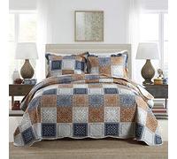 NEWLAKE Quilt Bedspread Sets-Color Block Pattern Reversible Comforter Coverlet Set,King Size