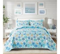 NEWLAKE Quilt Bedspread Sets - West Coastal Pattern Reversible Coverlet Set, King Size