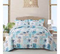 NEWLAKE Quilt Bedspread Sets - West Coastal Pattern Reversible Coverlet Set, King Size