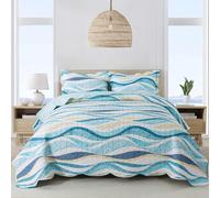NEWLAKE Quilt Bedspread Sets - West Coastal Pattern Reversible Coverlet Set, Queen Size