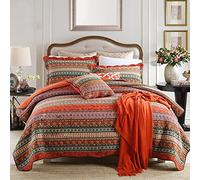 NEWLAKE Striped Classical Cotton 3-Piece Patchwork Bedspread Quilt Sets, King Size