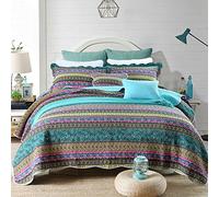 NEWLAKE Striped Jacquard Style Cotton 3-Piece Patchwork Bedspread Quilt Sets, King Size