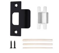 Newlaking T-Shape Matte Black Door Strike Plate for Door Frame Repair Kit, 2-1/8'' Hole Spacing, 1 Pack