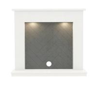 Newland Allensford 48" White & Chicago Concrete Herringbone Micro Marble Inglenook