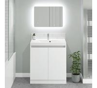 NEWLAND Coast 600mm White Gloss Floorstanding Basin Unit Complete With Basin