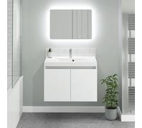 NEWLAND Coast 600mm White Gloss Wall Hung Basin Unit Complete With Basin