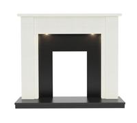 Newland Elda 48" White & Black Granite Effect Micro Marble Fire Surround With Under Mantel Lighting (45mm Rebate)