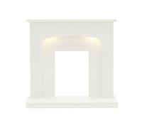 Newland Tasmin 42" White Micro Marble Fire Surround With Under Mantel Lighting (75mm Rebate)
