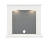 Newland Woodbridge 46" White & Chicago Concrete Herringbone Micro Marble Inglenook