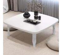 NEWLEADER Square Tea Coffee Table Folding Low Table Japanese-Style Tatami Meditation Table, Foldable Laptop Desk Bed Breakfast Serving Tray Portable Snack Picnic Table (Color : white, Size : 70cm)