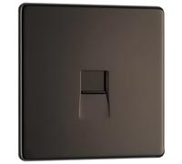 Newlec British General FBNBTM1 Nexus Flatplate Screwless Black Nickel 1 Gang Master Telephone Socket