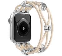 Newlibery Bead Strap Compatible with Apple Watch 41mm 38mm 44mm 42mm 45mm 46mm 49mm Stretchy Nylon Strap for iWatch Series 11/10/9/8/7/6/5/4, SE, 3/2/1 Ultra