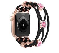 Newlibery Beaded Bracelet Compatible with Apple Watch Band 44mm 42mm 45mm 46mm 49mm Women, Boho Braided Solo Loop Nylon Strap Stretchy Dressy Band Replacement for iWatch Series 10/9/8/SE/7/6/5/4/3/2/1