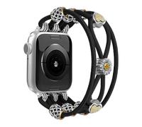 Newlibery Beaded Bracelet Compatible with Apple Watch Band 44mm 42mm 45mm 46mm 49mm Women, Boho Braided Solo Loop Nylon Strap Stretchy Dressy Band Replacement for iWatch Series 10/9/8/SE/7/6/5/4/3/2/1