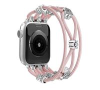 Newlibery Beaded Bracelet Compatible with Apple Watch Band 44mm 42mm 45mm 46mm Women, Boho Braided Solo Loop Nylon Strap Stretchy Dressy Band Replacement for iWatch Series 10/9/8/SE/7/6/5/4/3/2/1