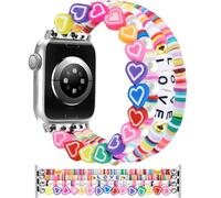 Newlibery Beaded Bracelets Band Compatible with Apple Watch 38mm 40mm 41mm 42mm (S10/11) Women Cute Fancy Preppy Handmade Elastic Stretch Strap for iWatch Series 11/10/9/8/7/6/5/4/3/2/1/SE(3/2/1) (XS)
