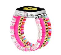 Newlibery Beaded Bracelets Compatible with Apple Watch Band 38mm 40mm 41mm 42mm (S10) Women Kids Cute Fancy Preppy Handmade Elastic Stretch Strap for iWatch Series 10/9/8/7/6/5/4/3/2/1/SE/Ultra (S)