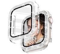 Newlibery Bling Case with HD Screen Protector Women Compatible with Apple Watch 41mm Diamond Protective Face Cover PC Frame Protector for iWatch Series 9/8/7 Clear