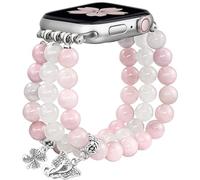 Newlibery Natural Stone Bracelet Beaded-Bands Women Compatible with Apple Watch 38mm 40mm 41mm 42mm (S10/11) Feminine Cute Handmade Stretch Strap for iWatch Series 11/10/9/8/7/6/5/4/3/2/1 SE 3/2/1