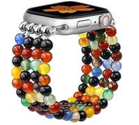 Newlibery Natural Stone Bracelet Beaded-Bands Women Compatible with Apple Watch 38mm 40mm 41mm 42mm (S10/11) Feminine Cute Handmade Stretch Strap for iWatch Series 11/10/9/8/7/6/5/4/3/2/1 SE 3/2/1