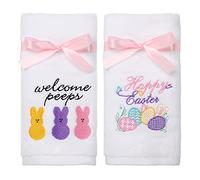 NEWLIGHTURE Easter Hand Towels 100% Cotton Embroidered Green Gnome Shamrock Decorative Bathroom Kitchen Dish Towels Set Gift Set of 2 14x29inch