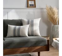 Newliky Boho Cushion Covers 30x50 cm Set of 2 Striped Yarn Dyed Decorative Throw Pillow Covers Jacquard Woven Textured Geometric Neutral Farmhouse Pillowcase for Sofa Couch Bed Home Decor Blue