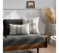 Newliky Boho Cushion Covers 30x50 cm Set of 2 Striped Yarn Dyed Decorative Throw Pillow Covers Jacquard Woven Textured Geometric Neutral Farmhouse Pillowcase for Sofa Couch Bed Home Decor Grey
