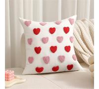 Newliky Cushion Covers 45x45 cm Set of 2 Cotton Cross My Heart Decor Embroidery Pillowcases Valentines Day Anniversary Wedding White and Red Decorative Throw Pillows Covers for Bed Room 18x18 Inch