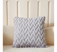 Newliky Cushion Covers 45x45 cm Set of 2 Velvet Grey Leaves Quilting Decorative Throw Pillow Cases Soft Plush Fluffy Jacquard Square Pillowcases for Sofa Bed Couch Living Room Home Decor