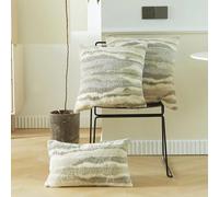 Newliky Fluffy Cushion Covers 50x50 cm Set of 2 Luxury Soft Faux Fur Throw Pillow Covers Boho Abstract Art Gradient Striped Marble Quicksand Textured for Sofa Couch Bed Decoration Grey
