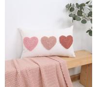 Newliky Hearts Cushion Covers 30x50 cm Set of 2 Valentines Day Decorative Throw Pillow Cases Cute Heart Pattern Cotton Linen Soft Plush Jacquard Romantic Love Pillowcases for Lover Girls Wedding Sofa