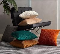 Newliky Orange color Dutch velvet 3D geometric sofa headboard pillowcase, machine washable bay window pillowcase18 x 18Inch