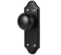newliplace 2 Pack One-Sided Black Dummy Door Knobs Interior, Vintage Long Curved Escutcheon Plate Old Style Dummy Door Handles in Matte Black